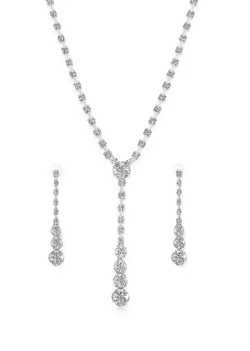 Troli Elegantní sada dámských šperků s čirými krystaly (náhrdelník, náušnice)