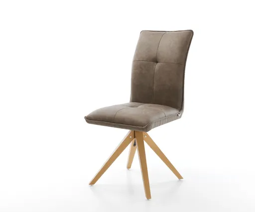 Otočná židle Maddy-Flex taupe vintage mikrovlákno dřevěná