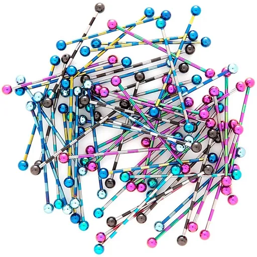 Titanový piercing do ucha - anodizovaná barevná činka, 1.6 mm - Barva piercing: Černá - Stříbrná