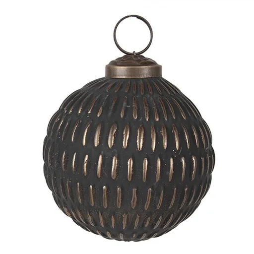 Zlatočerná skleněná vánoční ozdoba Aurora Noir - 8*8 cm Clayre & Eef