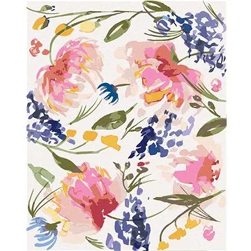 Zuty - Malování podle čísel - RŮŽOVÉ A FIALOVÉ KVĚTY MEZI LISTY (ALEXANDRIA GILBERT), 80x100 cm, vyp (HRAmmb07459nad)