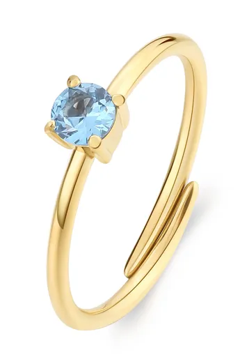 S'Agapõ Pozlacený prsten se světle modrým kubickým zirkonem Dazzly SDZ38