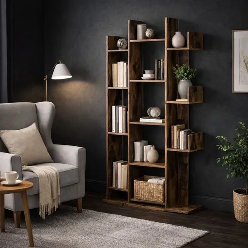Knihovna s 13 policemi 86×25×140 cm – rustikální hnědá