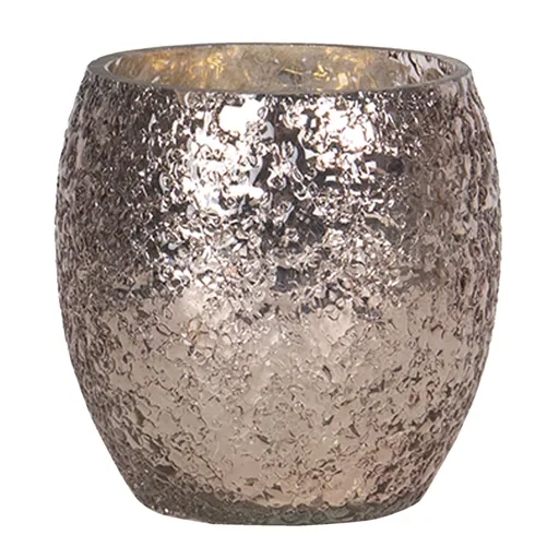 Růžovo - zlatý skleněný svícen - Ø11*10 cm Clayre & Eef