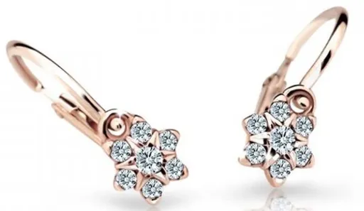Cutie Diamonds Blyštivé dětské náušnice z růžového zlata s brilianty DC2152-10-00-X-4