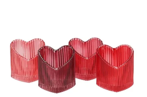 4ks červený mix skleněný svícen srdce Love Hearts - 7*8 cm daan kromhout