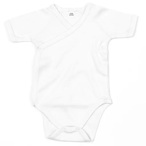 Babybugz Dětské body s krátkým rukávem Kimono - Bílá | 6-12 měsíců