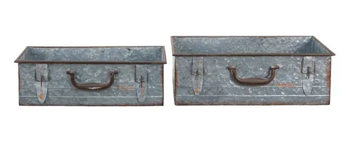 2ks dekorativní plechové zinkové boxy ve tvaru kufru Dien - 48*20*16 cm / 44*16*14 cm Clayre & Eef