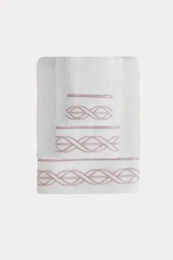 Osuška VITA 85x150 cm Bílá / béžová výšivka