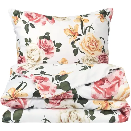 Matex Saténové povlečení Růže s liliemi, 140 x 200 cm, 70 x 90 cm