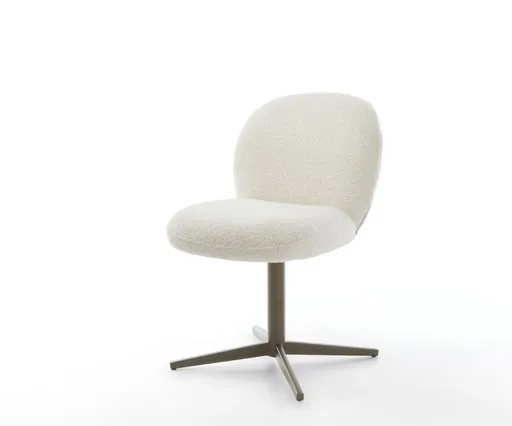 Jídelní židle Nube-Flex bouclé bílá podnož titanová otočná