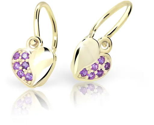Cutie Jewellery Dětské náušnice ze žlutého zlata C2160-10-X-1 fialová