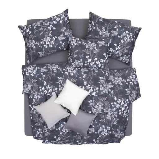 SCANquilt povlečení SATÉN DESIGN avita tmavě šedá 140 x 200/70 x 90 cm