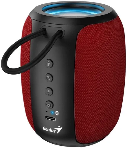 Genius SP-915BT Reproduktor, bezdrátový, Bluetooth, 5W, LED podsv.,USB-C,výdrž až 6 hod.,mikrofon, podpora Copilot,červeno-černá