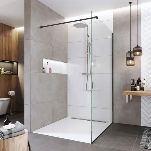 Mereo WALK IN, Novea, 70 x 200 cm, Black ALU, sklo Čiré CK10600HB