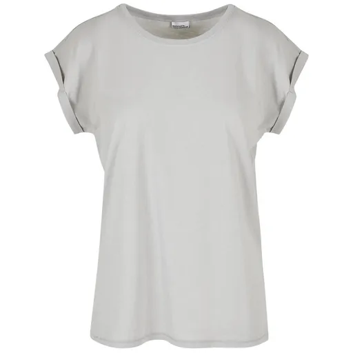 Build Your Brand Volné dámské tričko s ohrnutými rukávy - Světlá asfaltová | XL