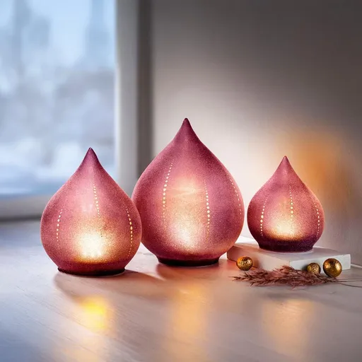 LED skleněná dekorace Apunta, sada 3 ks