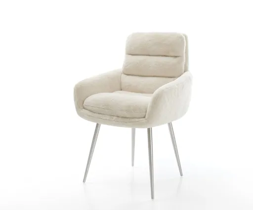 Jídelní židle Abelia-Flex s područkami plyšový manšestr krémová