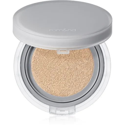 rom&nd Nu Zero Cushion lehký ochranný make-up v houbičce pro rozjasnění pleti odstín 03 Natural 21 15 g