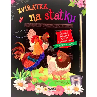 Zvířátk na statku - úžasná škrábací knížka a omalovánky
