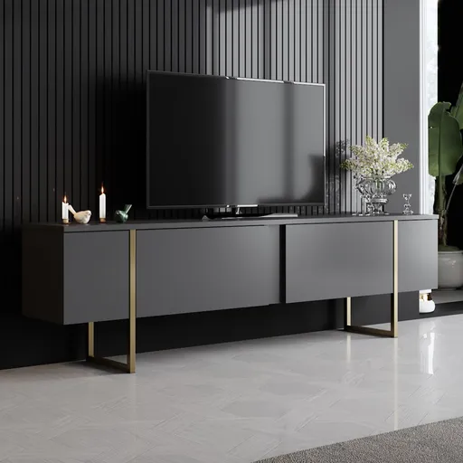TV stolek Luxe - Anthracite, Gold