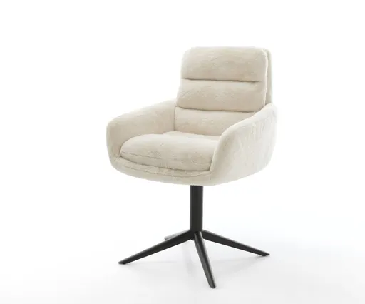 Jídelní židle Abelia-Flex s područkami plyšový manšestr krémová