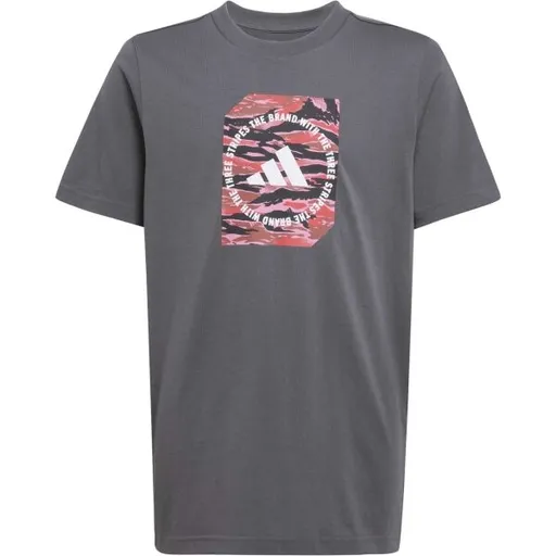 adidas CAMO TEE Chlapecké triko, tmavě šedá, velikost