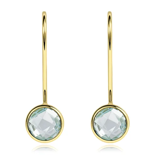 Náušnice ze 14K zlata s přírodním modrým topazem