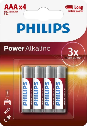 Philips Baterie Powerlife mikrotužka LR03 AAA 4ks,Philips Baterie Powerlife mikrotužka LR03 AAA 4ks