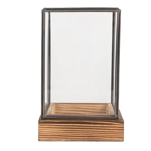 Dekorační skleník/ vitrína s dřevěným podstavcem Pallas - 12*12*19 cm Clayre & Eef