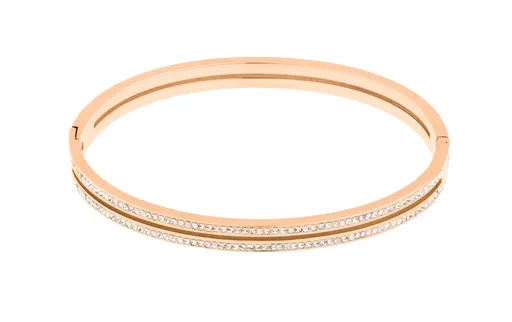 JVD Blyštivý pevný náramek z růžovozlacené oceli SSSB0058XI8RO 6,5 cm