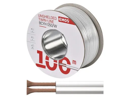 Dvojlinka nestíněná 2x0,50mm2 bílá EMOS S8251 100m