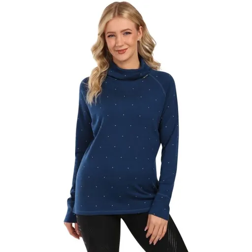 KILPI JANNU Dámský rolák s dlouhým rukávem z merino vlny, tmavě modrá, velikost