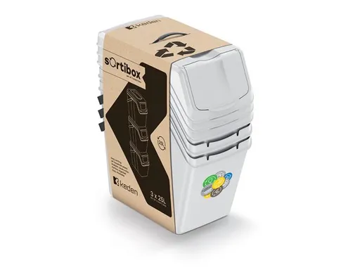Koš na tříděný odpad SORTIBOX II 3x25l popelavě šedý - rozbaleno - pouze 2x25l