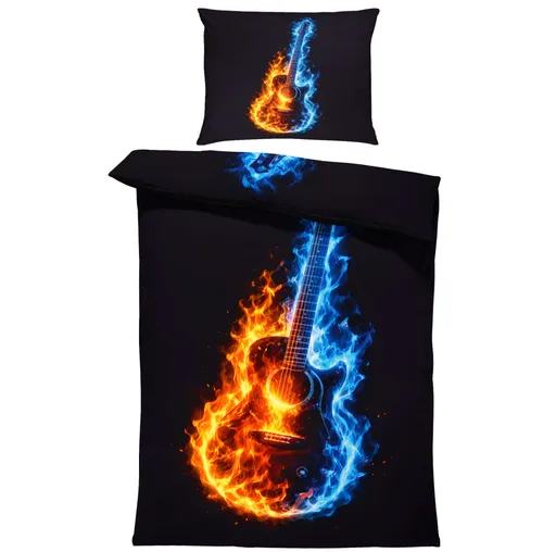 Povlečení Kytara v plamenech (Rozměr : 1x140/200 + 1x90/70)