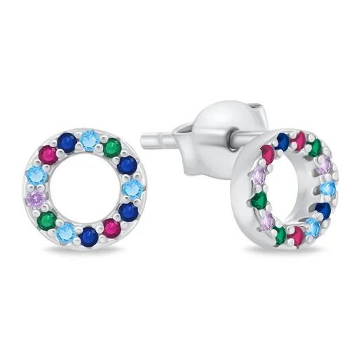 Brilio Silver Blyštivé stříbrné náušnice kruhy EA102WRBW