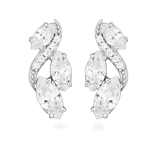 Silver Cat Zářivé stříbrné náušnice s kubickými zirkony Classics SC595