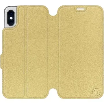Flipové pouzdro na mobil Apple iPhone XS v provedení  Gold&Gray s šedým vnitřkem (5903226468171)