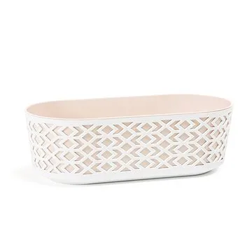 LAMELA, truhlík AZTEK 60 x 19,5 cm, výška 20,5 cm, béžový / bílý (MAT31594)