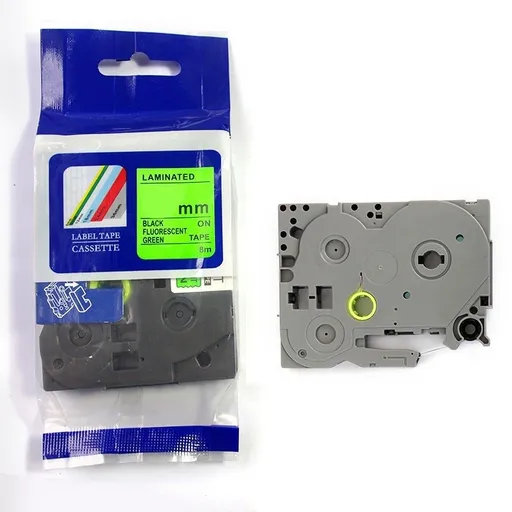 Kompatibilní páska s Brother HGe-D51, signální 24mm x 8m, černý tisk/zelený podklad, vysokorychlostní