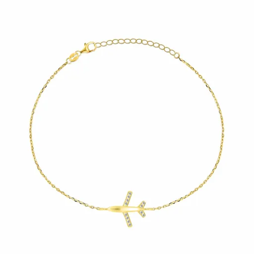 Brilio Silver Stylový pozlacený náramek Letadlo BRC65Y