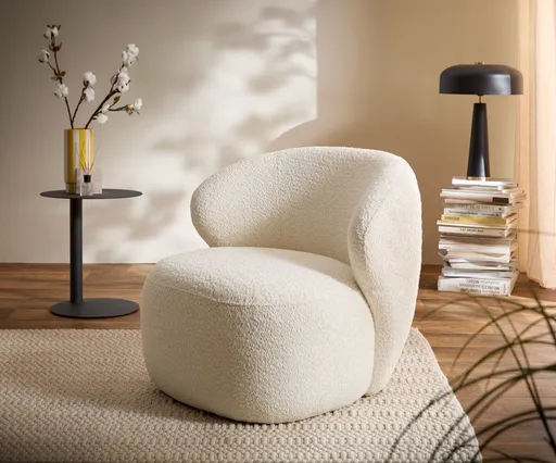 Křeslo Pulo 80×80 cm bouclé bílá