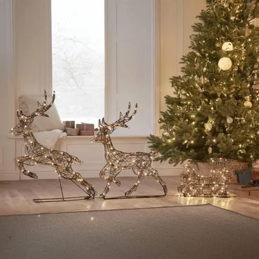 DecoLED LED světelní jeleni a sáně, 180 x 86 x 18 cm, teple bílá