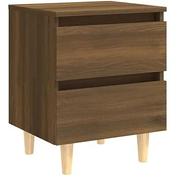 SHUMEE Noční stolek masivní dřevěné nohy hnědý dub 40 × 35 × 50 cm, 813126 (813126)