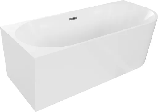 MEXEN/S Mia volně stojící rohová vana levá 150 x 75, bílá, sifon a přepad grafit kartáčovaná 52691507500L-66