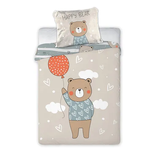 Dětské bavlněné povlečení do postýlky MEDVÍDEK S BALÓNKEM