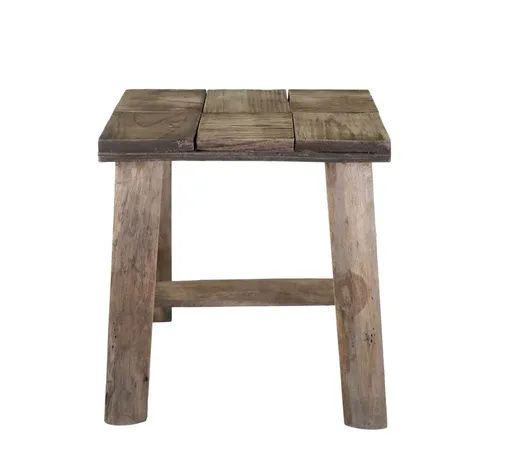 Hnědá dekorační dřevěná lavice se vzorem na sedadle Tanoak - 33*24*33 cm Chic Antique