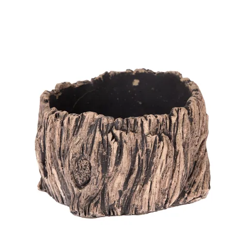 Betonový květináč Dekor kúra stromu, hnědá, 17 x 10 cm, pr. 17 cm