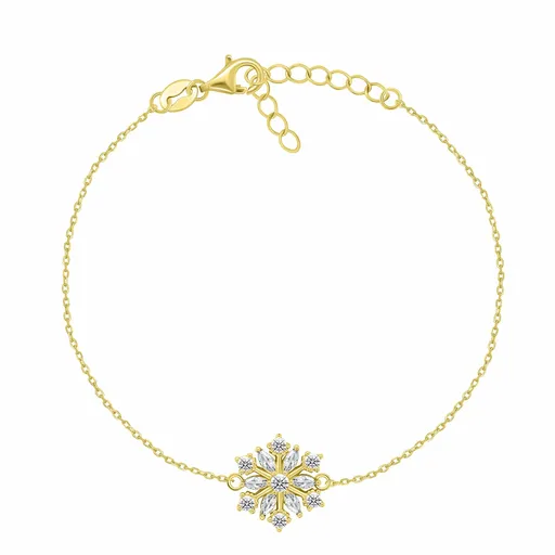 Brilio Silver Okouzlující pozlacený náramek se zirkony Vločka BRC254Y