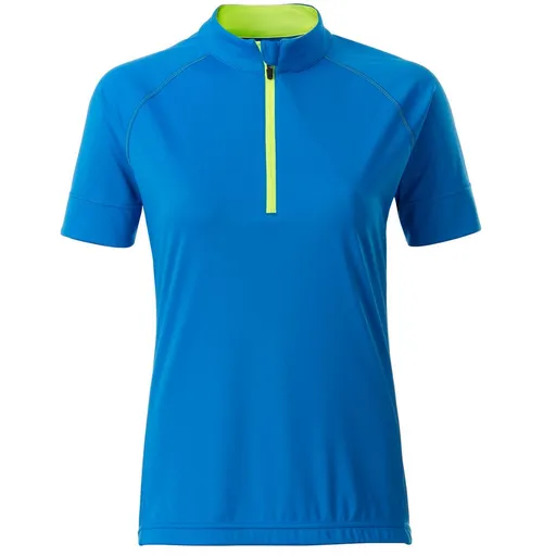 James & Nicholson (Daiber) Dámský cyklistický dres s krátkým zipem JN513 - Jasně modrá / jasně žlutá | L